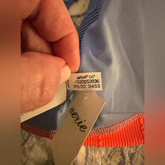 Aerie Jacquard High Cut Cheeky Swim Bottom Blue and Orange Size Medium NWT - Picture 16 of 16